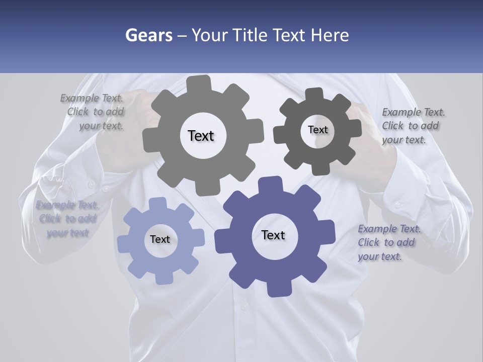 A Man In A Blue Shirt Is Opening His Shirt PowerPoint Template