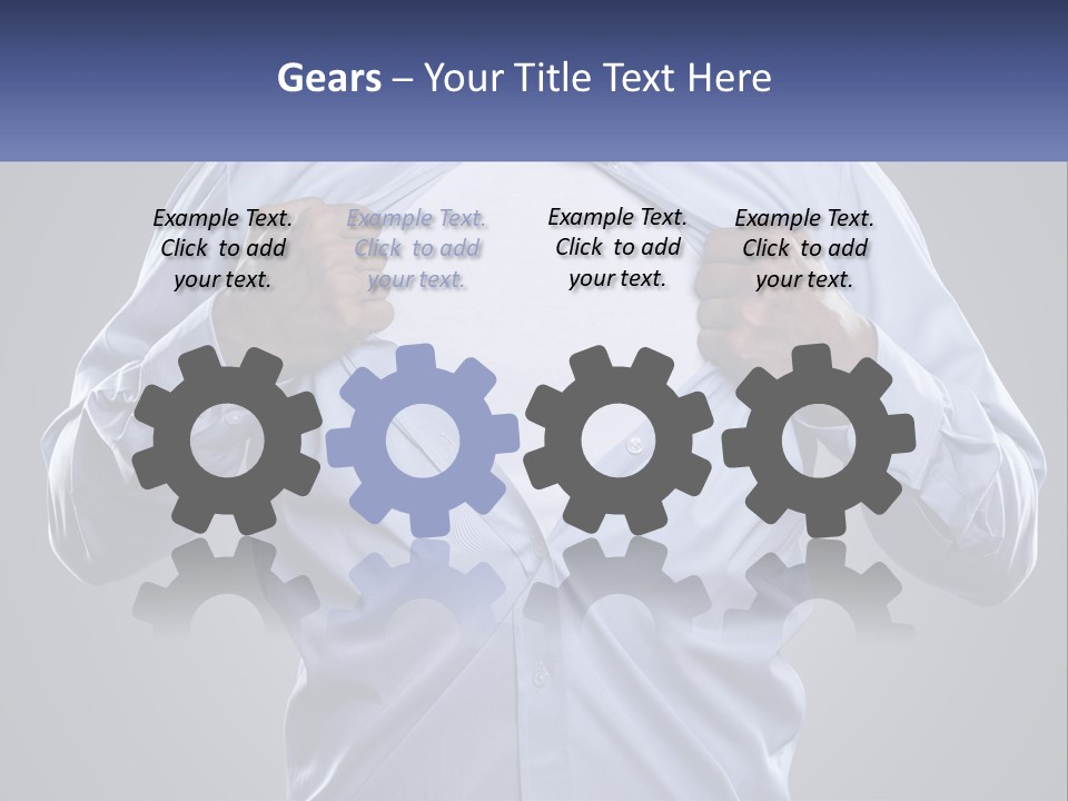 A Man In A Blue Shirt Is Opening His Shirt PowerPoint Template