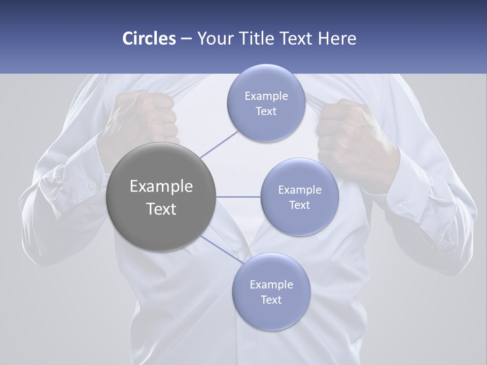 A Man In A Blue Shirt Is Opening His Shirt PowerPoint Template