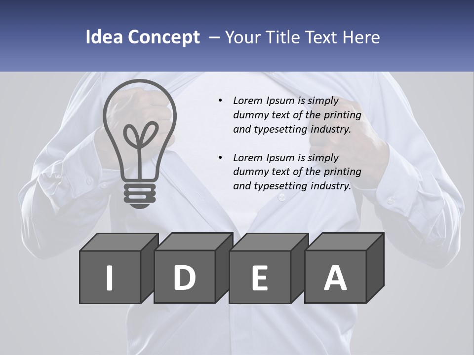 A Man In A Blue Shirt Is Opening His Shirt PowerPoint Template