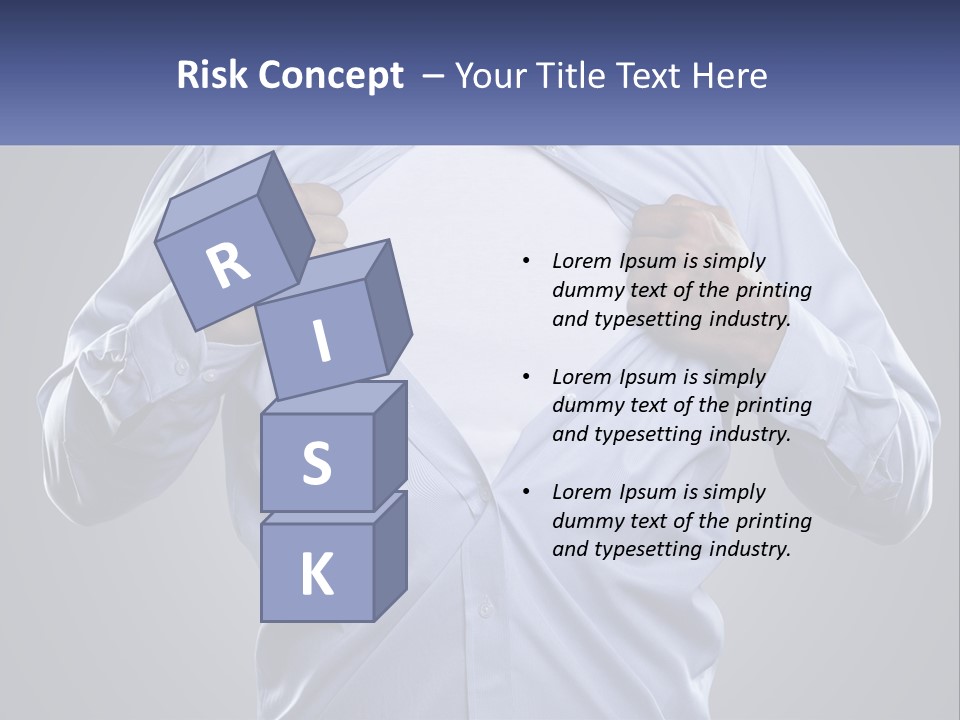 A Man In A Blue Shirt Is Opening His Shirt PowerPoint Template