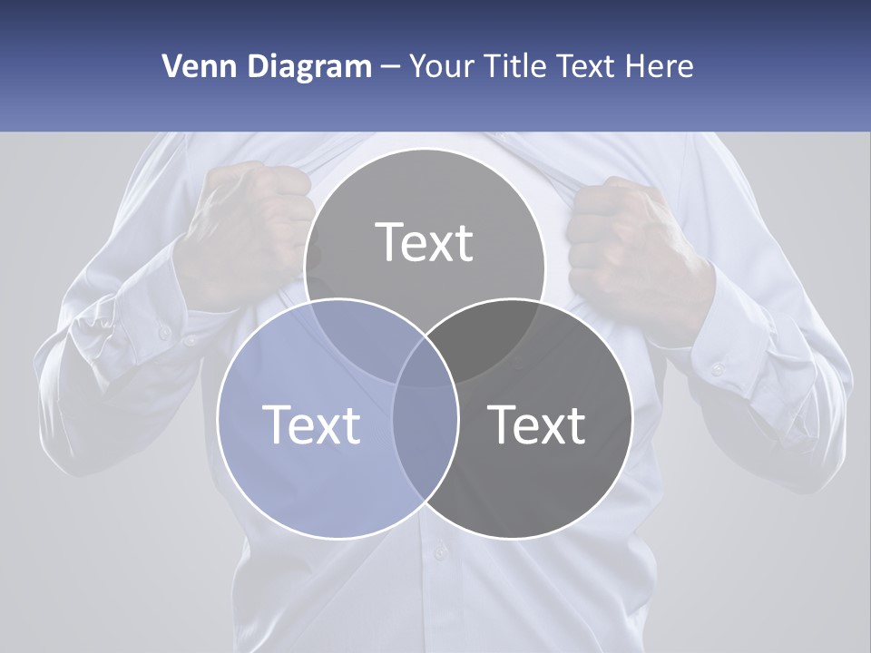 A Man In A Blue Shirt Is Opening His Shirt PowerPoint Template