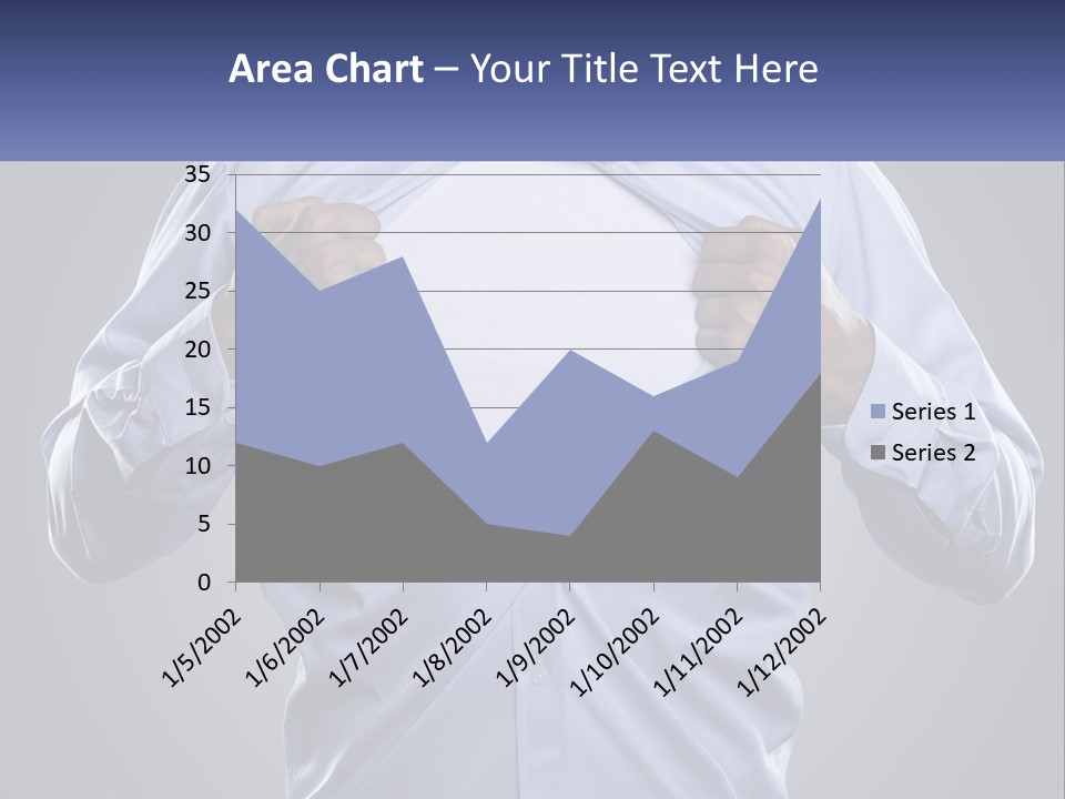 A Man In A Blue Shirt Is Opening His Shirt PowerPoint Template