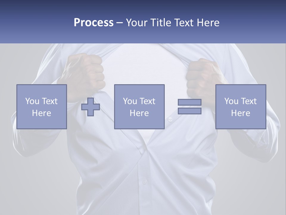 A Man In A Blue Shirt Is Opening His Shirt PowerPoint Template