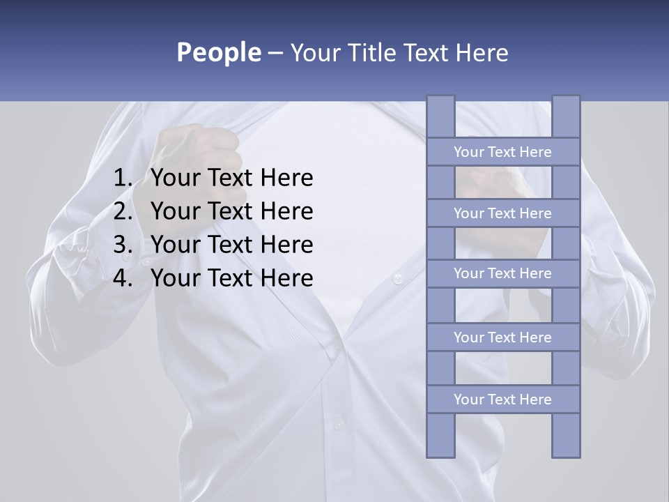 A Man In A Blue Shirt Is Opening His Shirt PowerPoint Template