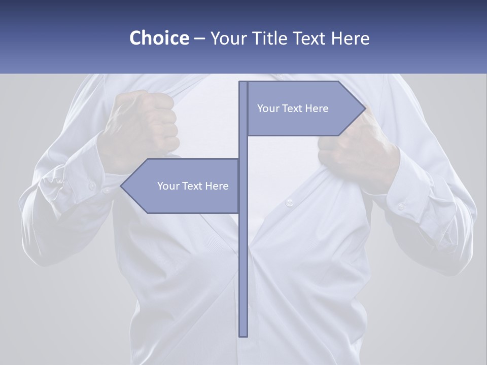 A Man In A Blue Shirt Is Opening His Shirt PowerPoint Template