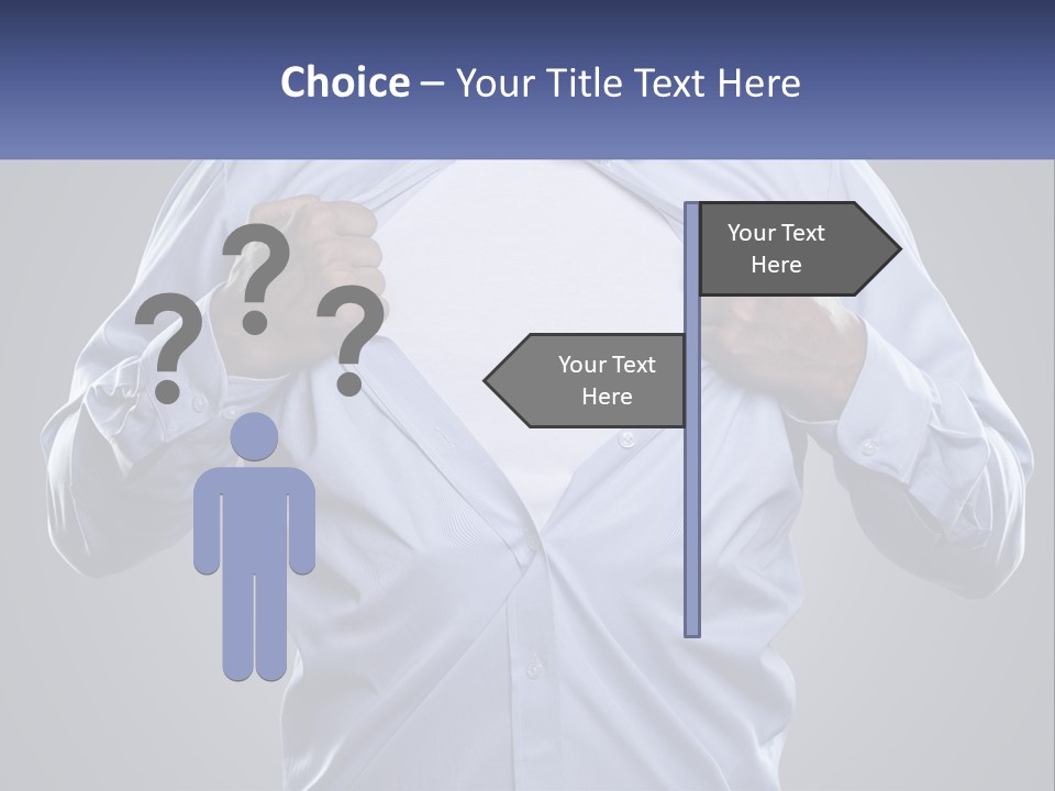 A Man In A Blue Shirt Is Opening His Shirt PowerPoint Template
