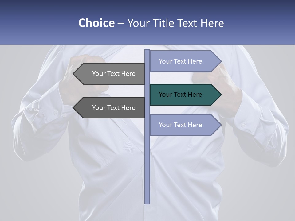 A Man In A Blue Shirt Is Opening His Shirt PowerPoint Template