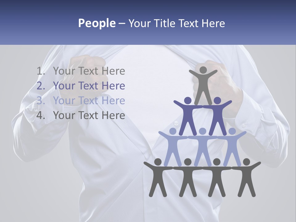 A Man In A Blue Shirt Is Opening His Shirt PowerPoint Template