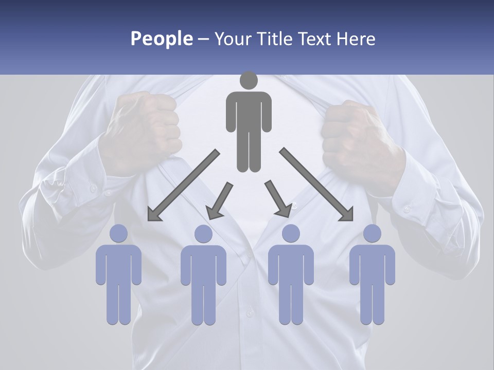 A Man In A Blue Shirt Is Opening His Shirt PowerPoint Template