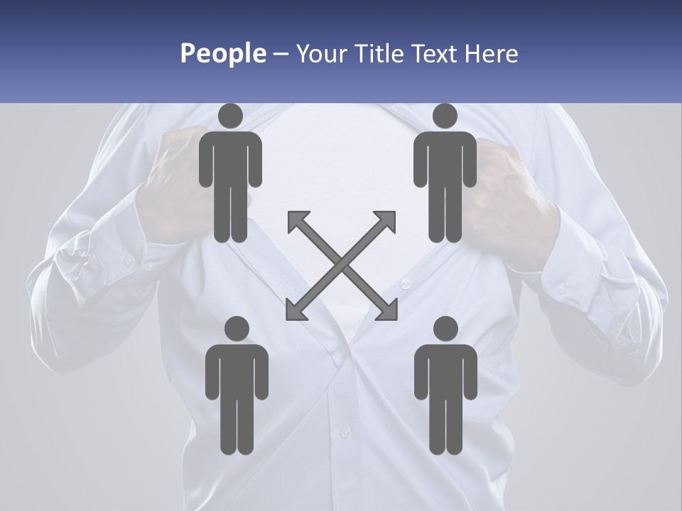 A Man In A Blue Shirt Is Opening His Shirt PowerPoint Template