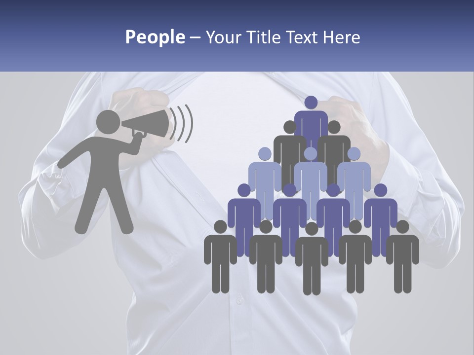 A Man In A Blue Shirt Is Opening His Shirt PowerPoint Template