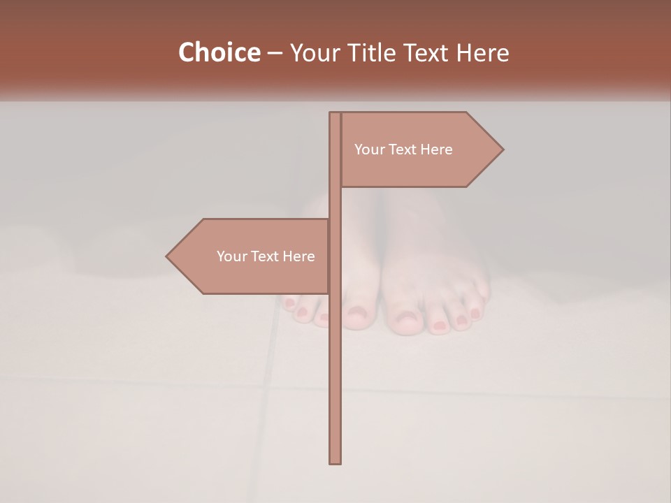 A Woman's Bare Feet On A Tile Floor PowerPoint Template