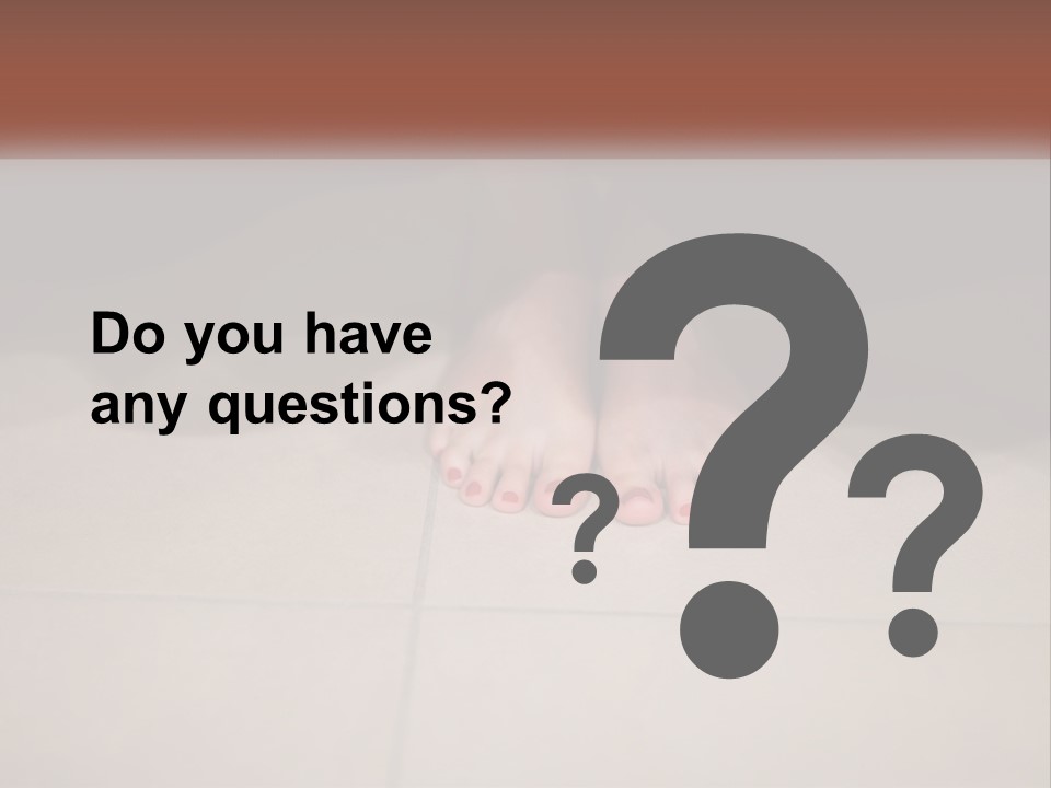 A Woman's Bare Feet On A Tile Floor PowerPoint Template