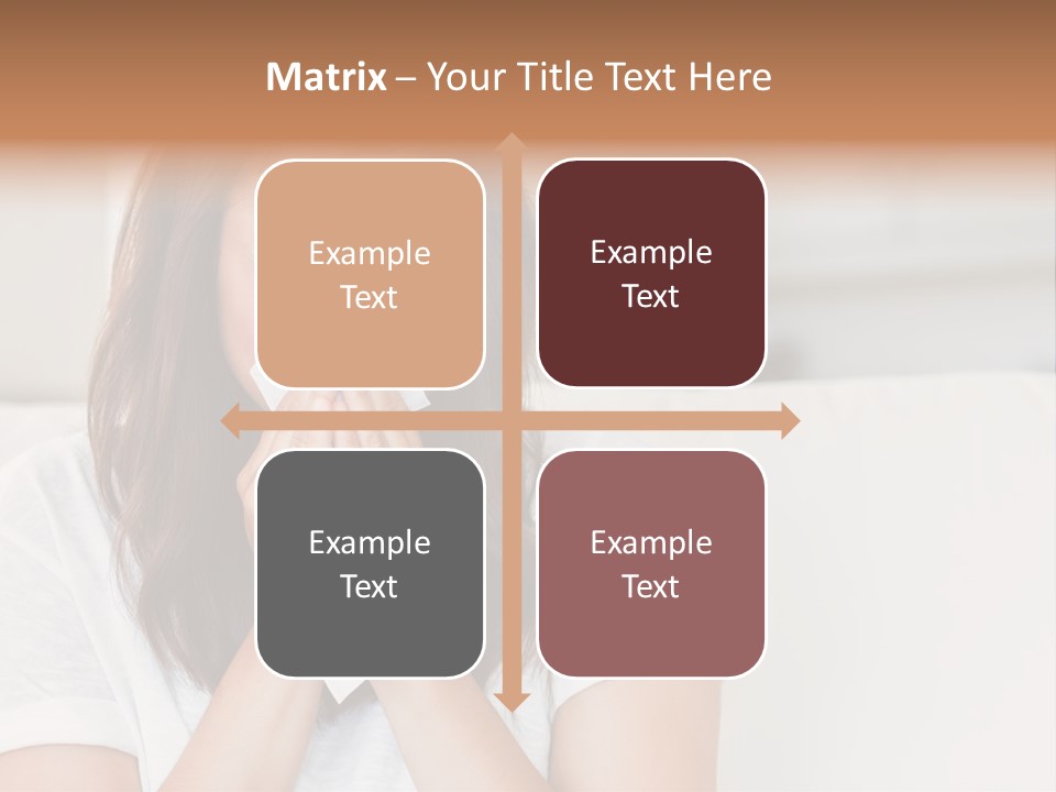 A Woman Blowing Her Nose While Sitting On A Couch PowerPoint Template