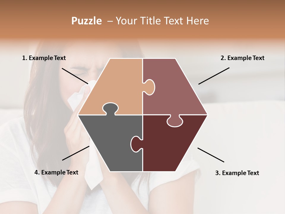 A Woman Blowing Her Nose While Sitting On A Couch PowerPoint Template