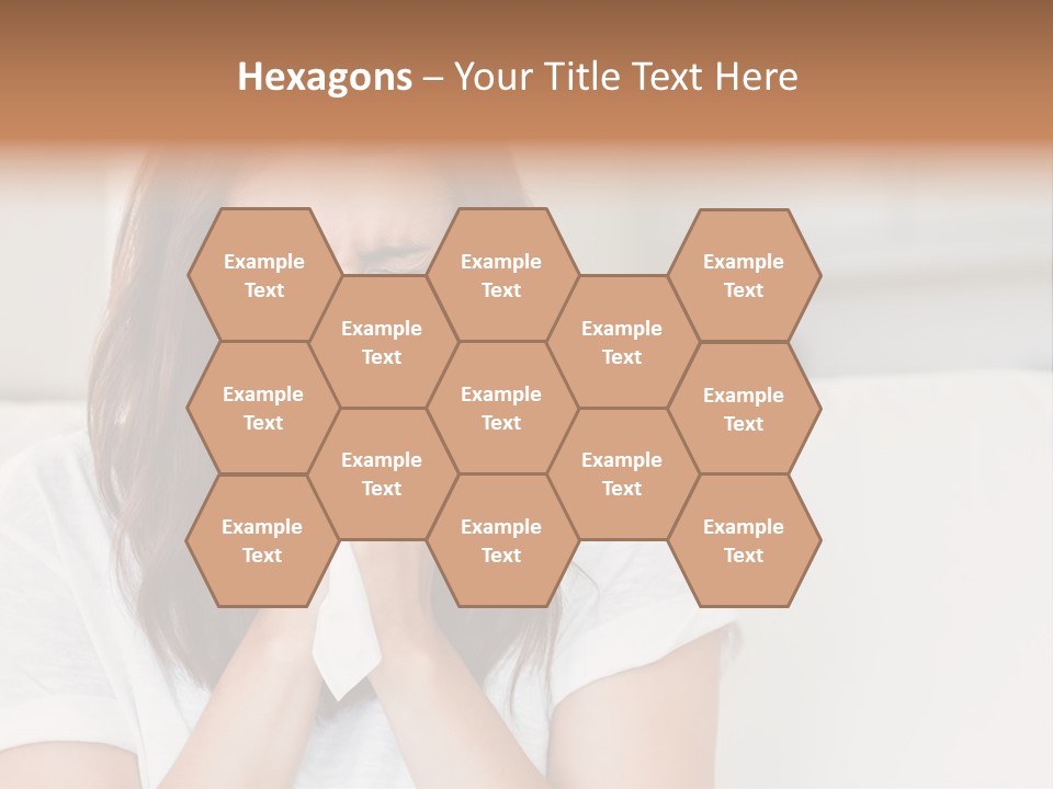 A Woman Blowing Her Nose While Sitting On A Couch PowerPoint Template