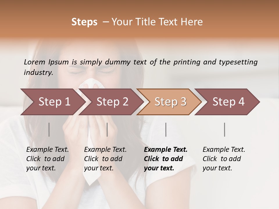 A Woman Blowing Her Nose While Sitting On A Couch PowerPoint Template
