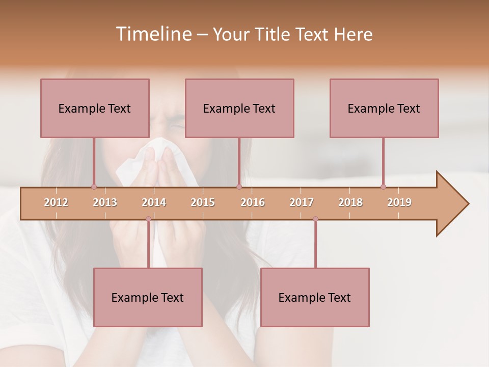 A Woman Blowing Her Nose While Sitting On A Couch PowerPoint Template