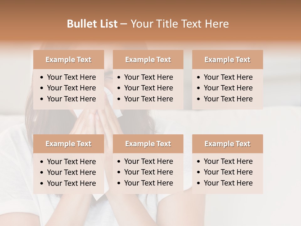 A Woman Blowing Her Nose While Sitting On A Couch PowerPoint Template