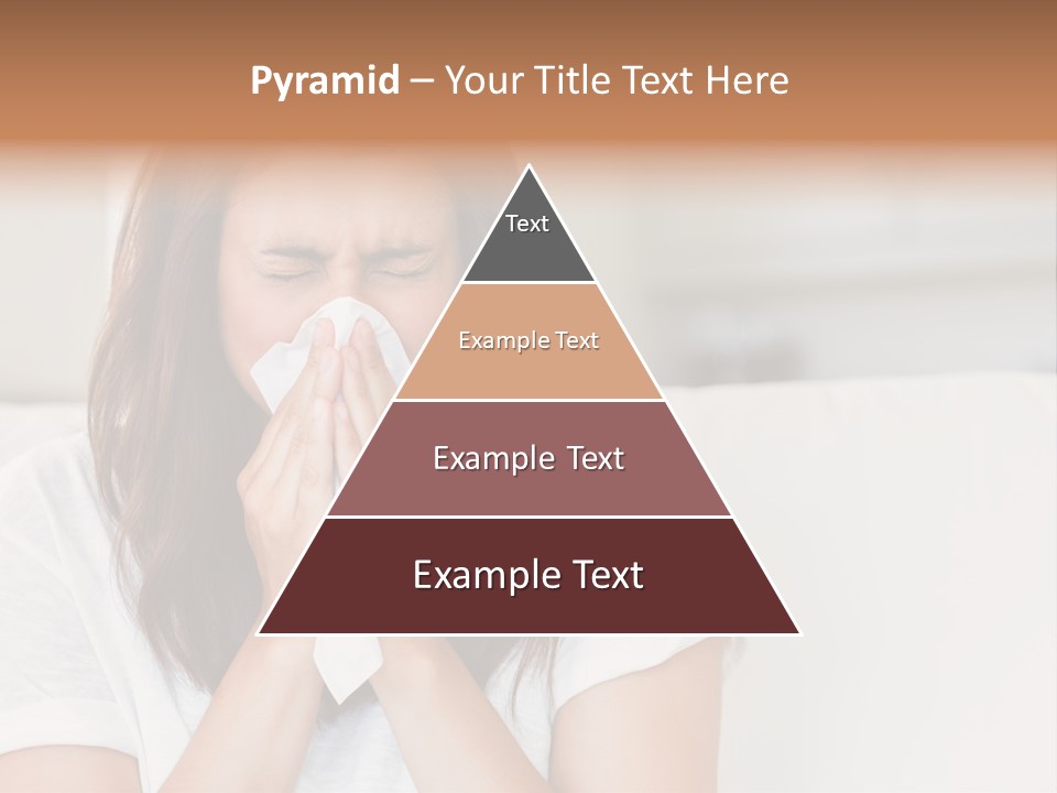 A Woman Blowing Her Nose While Sitting On A Couch PowerPoint Template