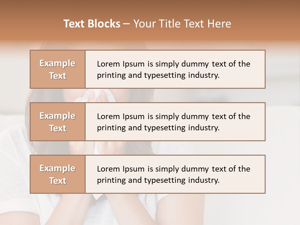 A Woman Blowing Her Nose While Sitting On A Couch PowerPoint Template