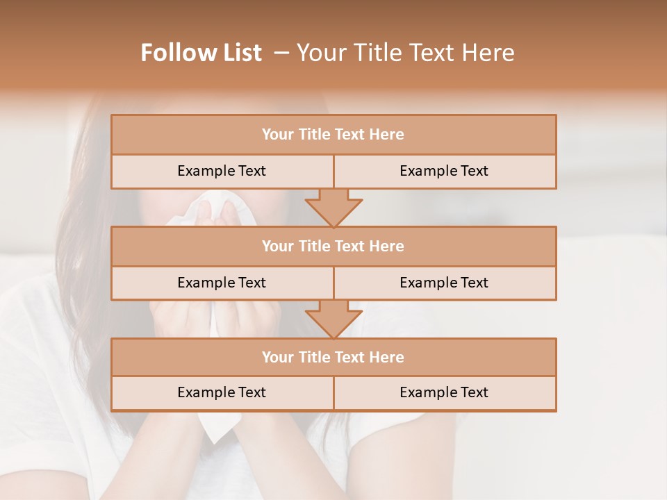 A Woman Blowing Her Nose While Sitting On A Couch PowerPoint Template