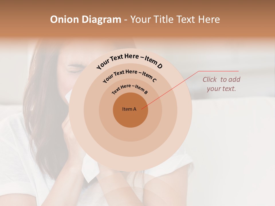 A Woman Blowing Her Nose While Sitting On A Couch PowerPoint Template