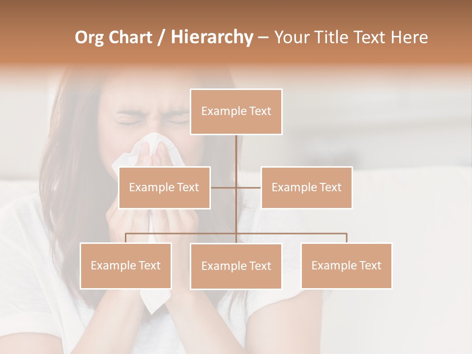 A Woman Blowing Her Nose While Sitting On A Couch PowerPoint Template