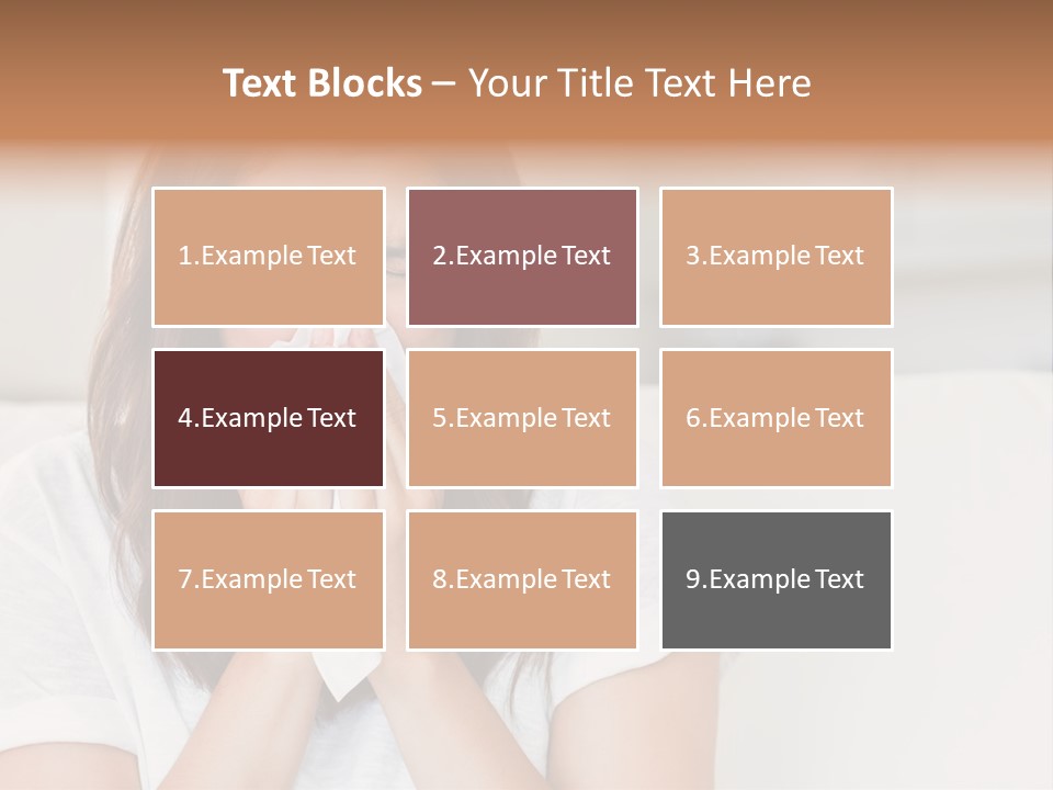 A Woman Blowing Her Nose While Sitting On A Couch PowerPoint Template