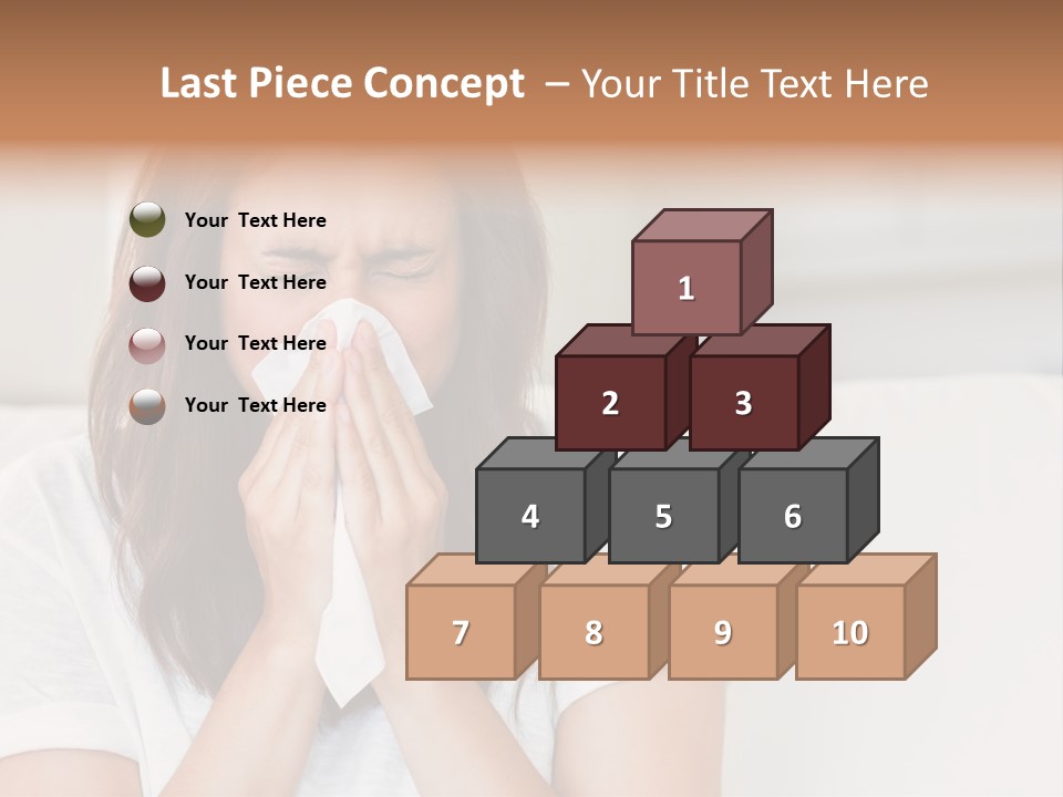 A Woman Blowing Her Nose While Sitting On A Couch PowerPoint Template