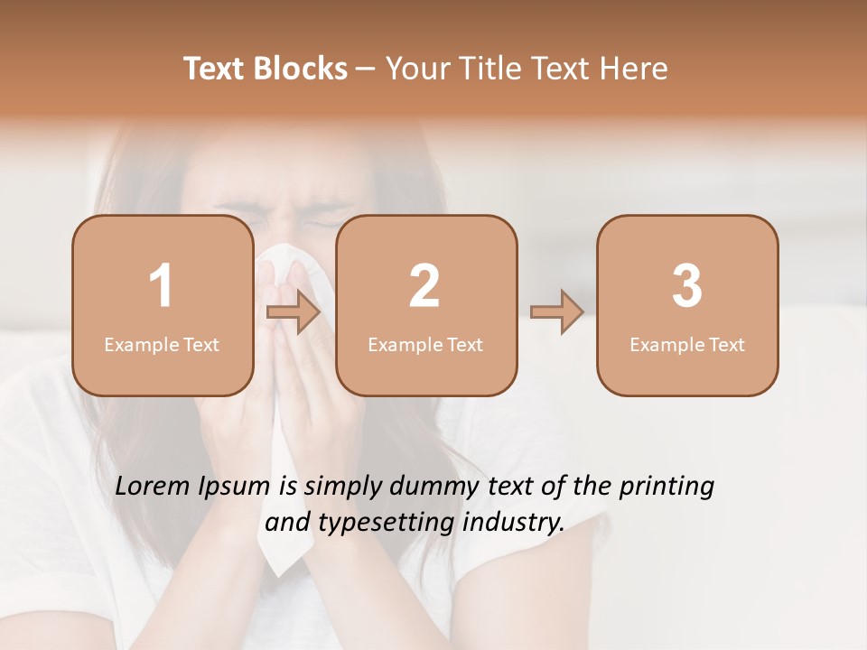 A Woman Blowing Her Nose While Sitting On A Couch PowerPoint Template