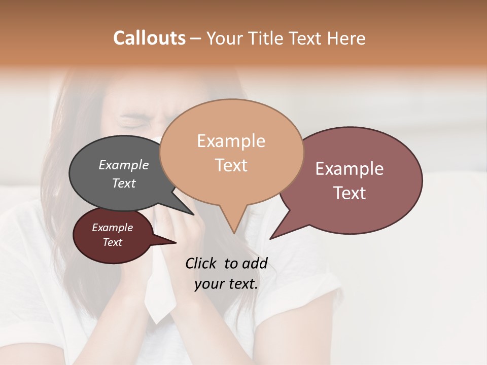 A Woman Blowing Her Nose While Sitting On A Couch PowerPoint Template