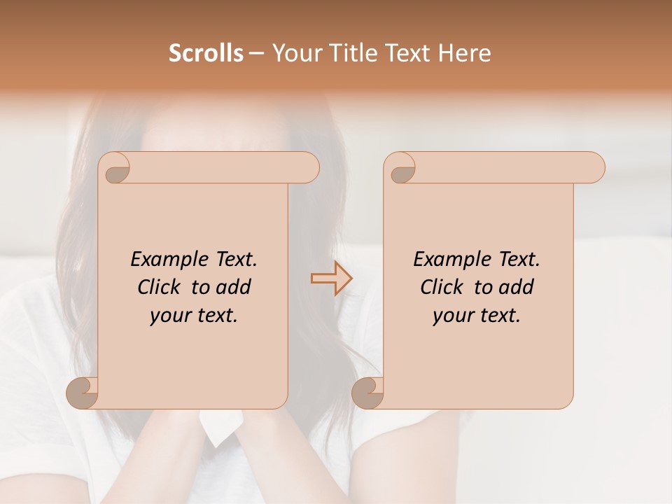 A Woman Blowing Her Nose While Sitting On A Couch PowerPoint Template