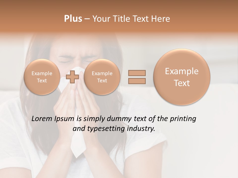 A Woman Blowing Her Nose While Sitting On A Couch PowerPoint Template