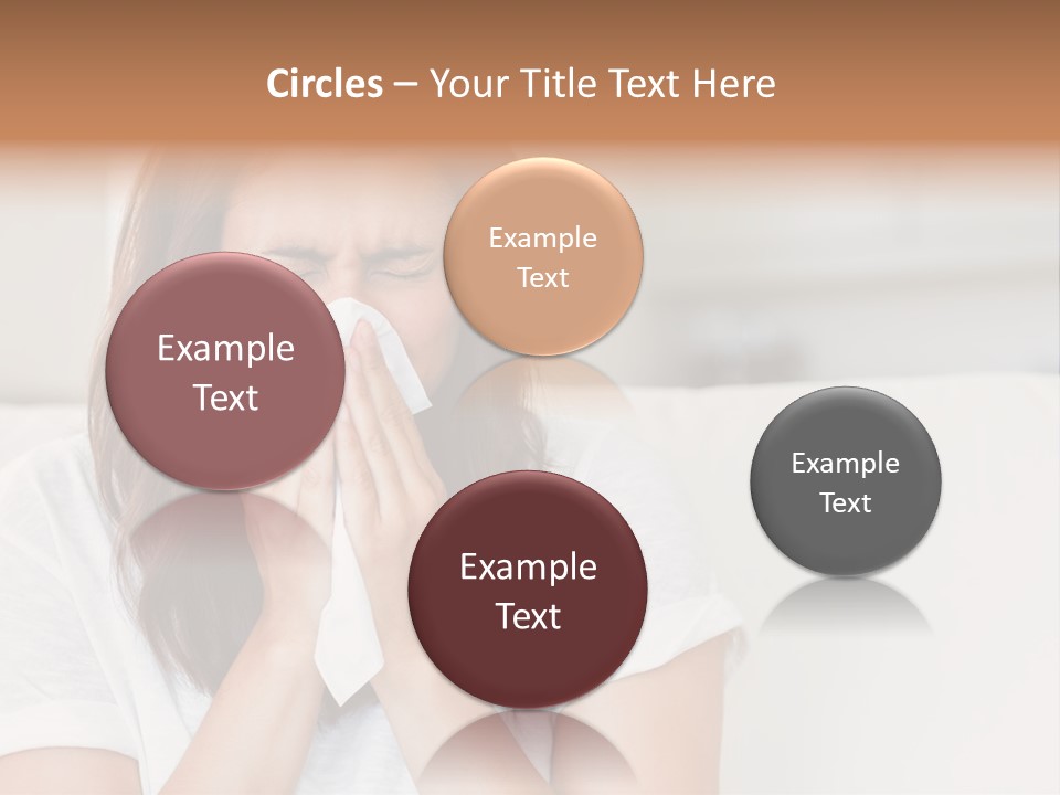 A Woman Blowing Her Nose While Sitting On A Couch PowerPoint Template