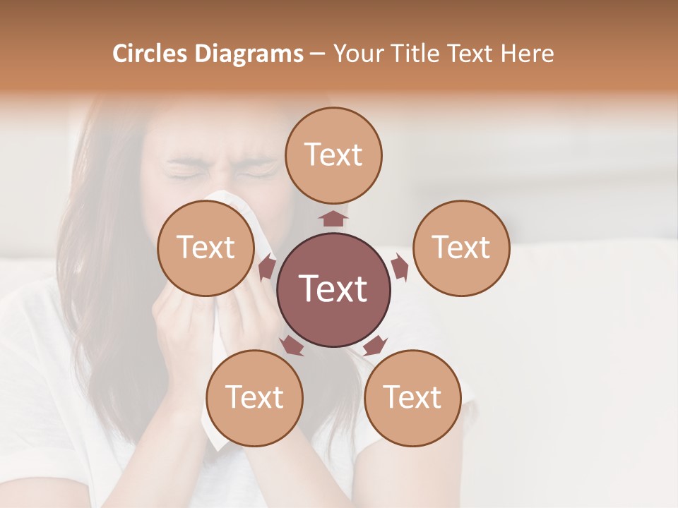 A Woman Blowing Her Nose While Sitting On A Couch PowerPoint Template