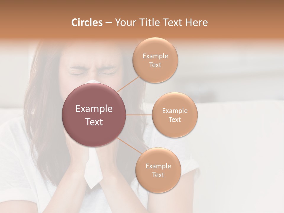 A Woman Blowing Her Nose While Sitting On A Couch PowerPoint Template
