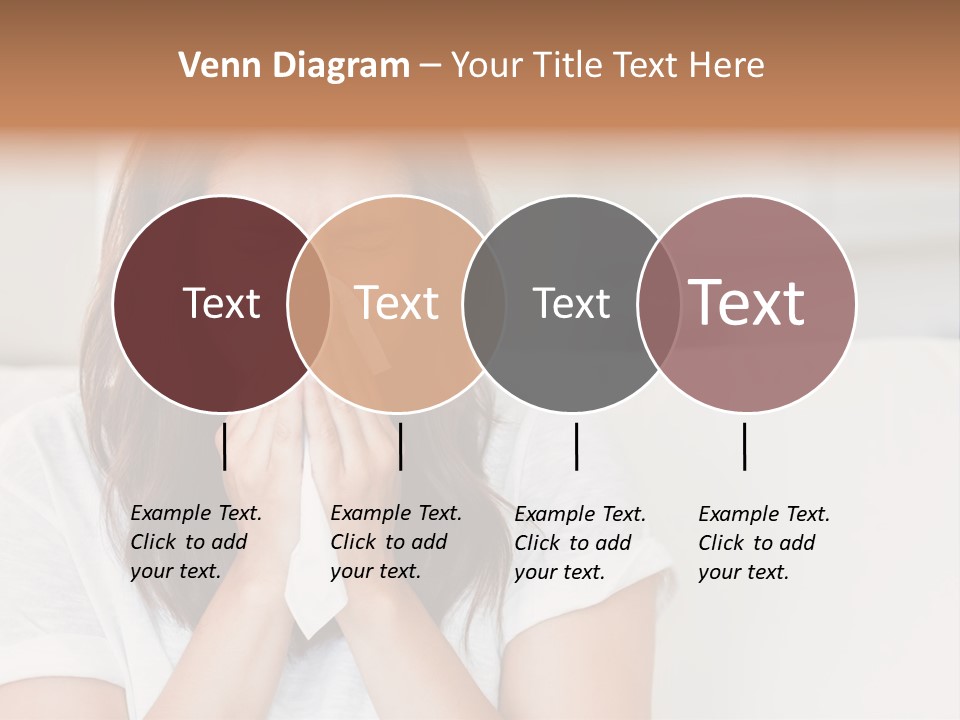 A Woman Blowing Her Nose While Sitting On A Couch PowerPoint Template