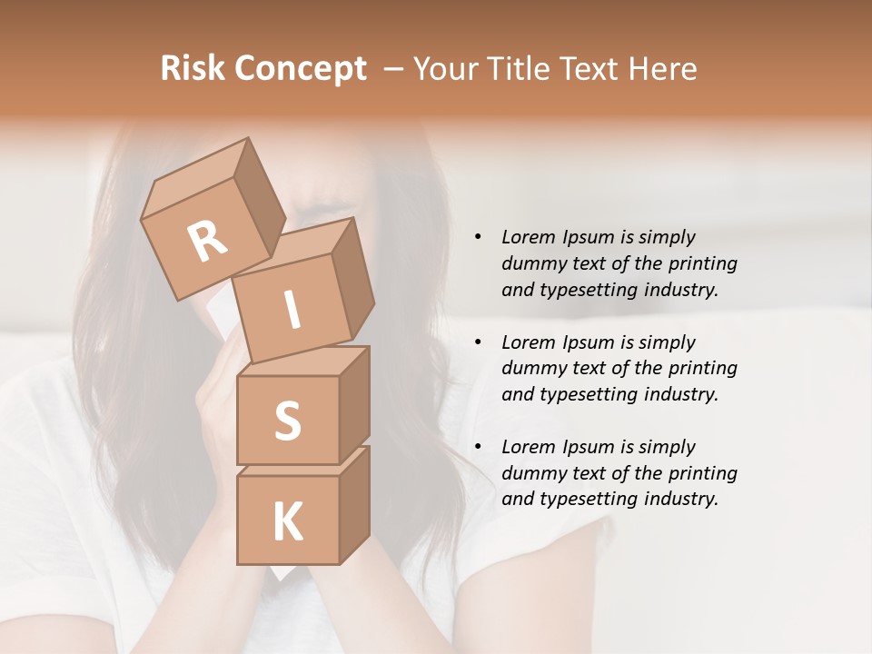 A Woman Blowing Her Nose While Sitting On A Couch PowerPoint Template