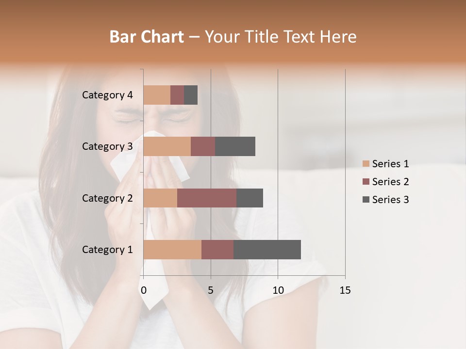 A Woman Blowing Her Nose While Sitting On A Couch PowerPoint Template