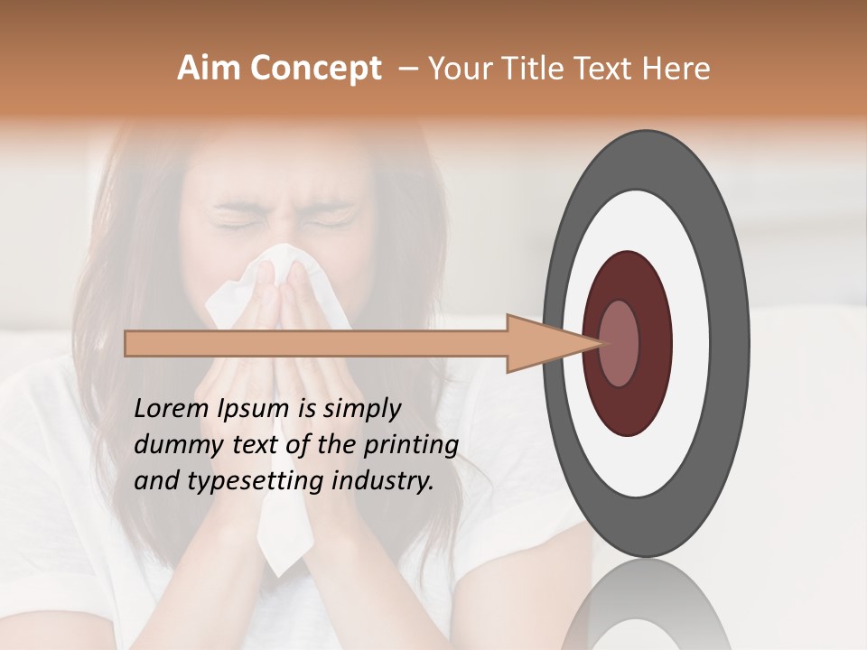 A Woman Blowing Her Nose While Sitting On A Couch PowerPoint Template