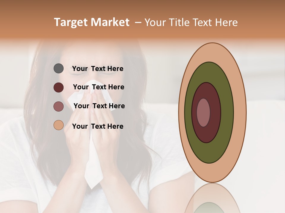 A Woman Blowing Her Nose While Sitting On A Couch PowerPoint Template