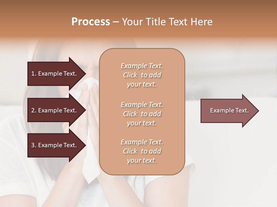 A Woman Blowing Her Nose While Sitting On A Couch PowerPoint Template
