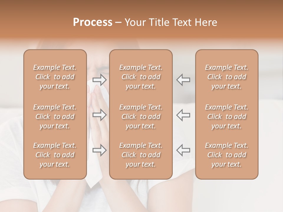 A Woman Blowing Her Nose While Sitting On A Couch PowerPoint Template