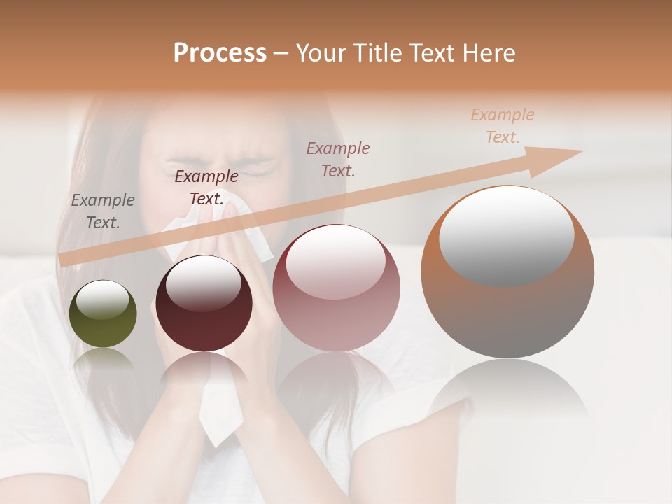 A Woman Blowing Her Nose While Sitting On A Couch PowerPoint Template