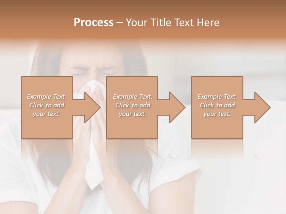 A Woman Blowing Her Nose While Sitting On A Couch PowerPoint Template