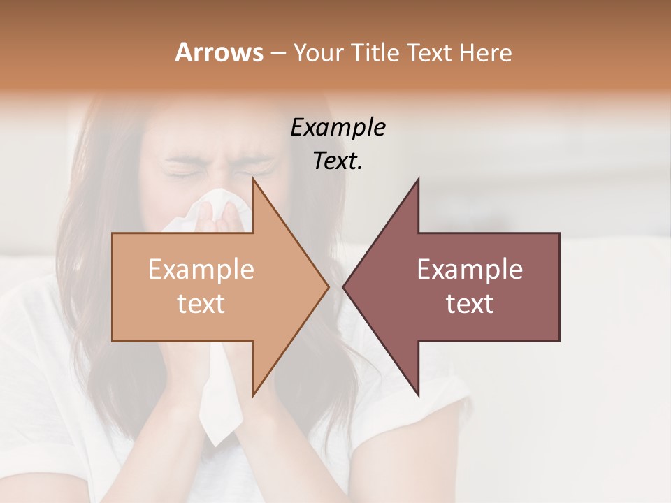 A Woman Blowing Her Nose While Sitting On A Couch PowerPoint Template