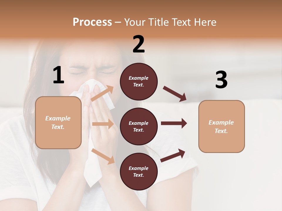 A Woman Blowing Her Nose While Sitting On A Couch PowerPoint Template