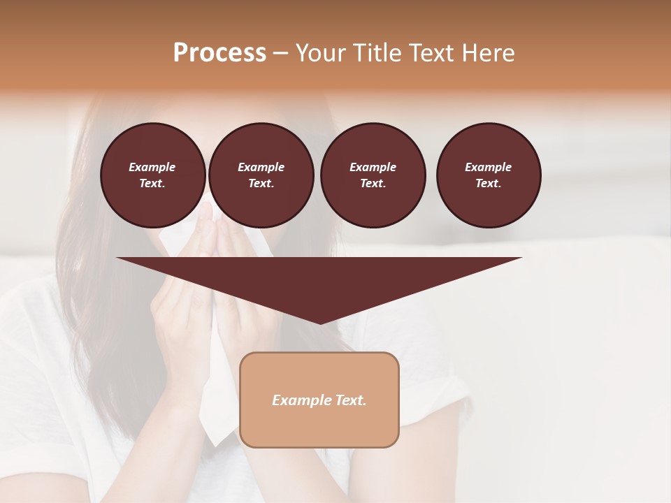 A Woman Blowing Her Nose While Sitting On A Couch PowerPoint Template